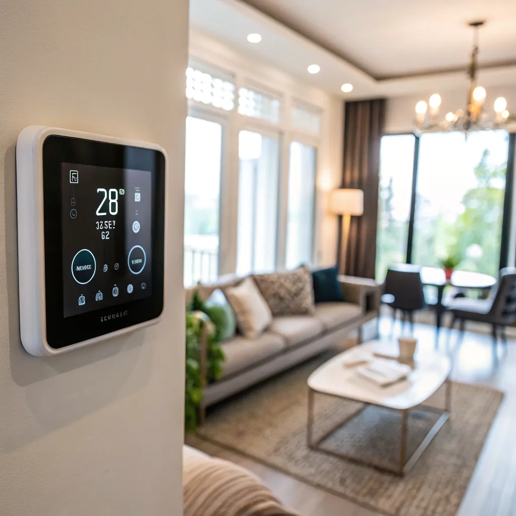 Smart Thermostat in a living room setting